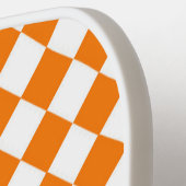 Oranje wit Checker Diamantpatroon Pickleball Paddle (Links Detail)