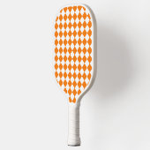 Oranje wit Checker Diamantpatroon Pickleball Paddle (Links)
