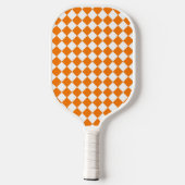 Oranje wit Checker Diamantpatroon Pickleball Paddle (Achterkant)
