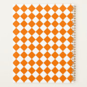 Oranje wit Checker Diamantpatroon Planner (Achterkant)