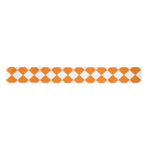 Oranje wit Checker Diamantpatroon Satijnen Lint