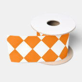 Oranje wit Checker Diamantpatroon Satijnen Lint (Spoel)