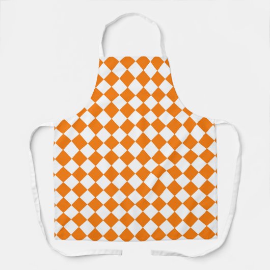 Oranje wit Checker Diamantpatroon Schort (Voorkant)
