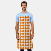 Oranje wit Checker Diamantpatroon Schort (Gedragen)