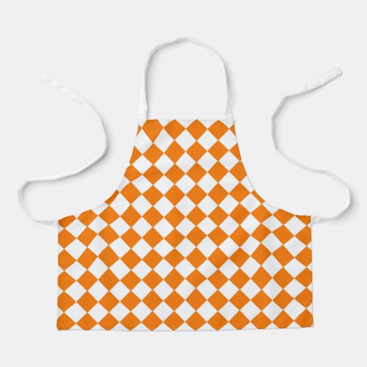 Oranje wit Checker Diamantpatroon Schort (Voorkant)