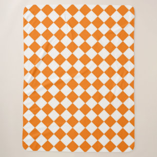 Oranje wit Checker Diamantpatroon Sherpa Deken