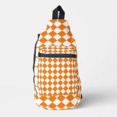 Oranje wit Checker Diamantpatroon Sling Bag (Voorkant)