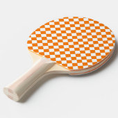 Oranje wit Checker Diamantpatroon Tafeltennisbatje (Voorkant Gekanteld)