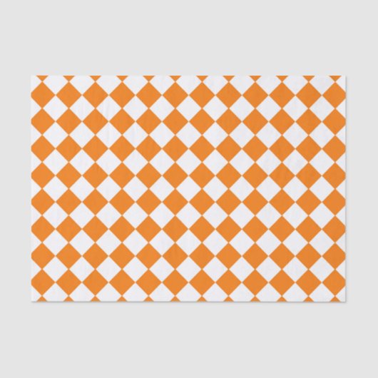 Oranje wit Checker Diamantpatroon Tissuepapier (Voorkant)