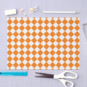 Oranje wit Checker Diamantpatroon Tissuepapier (Craft)