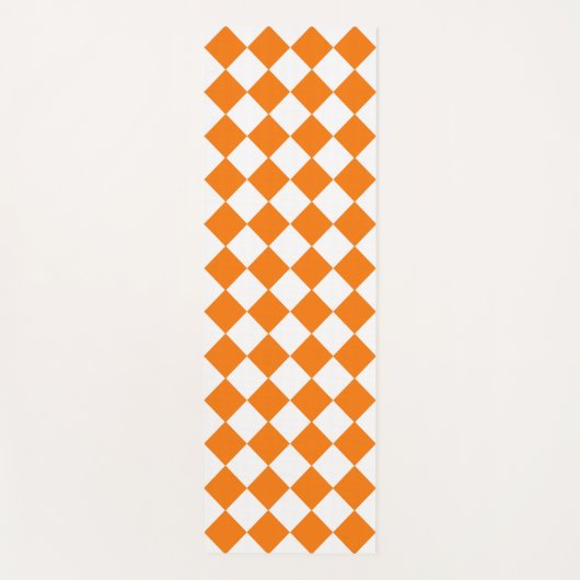 Oranje wit Checker Diamantpatroon Yogamat (Voorkant)