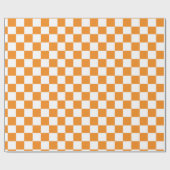Oranje wit Checkerboard Patroon Cadeaupapier (Vlak)