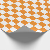 Oranje wit Checkerboard Patroon Cadeaupapier (Hoek)