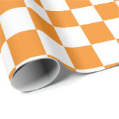 Oranje wit Checkerboard Patroon Cadeaupapier (Rol Hoek)