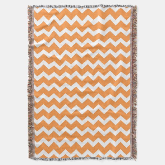 Oranje wit Chevron Pattern Drow Blanket Deken (Voorkant Verticaal)
