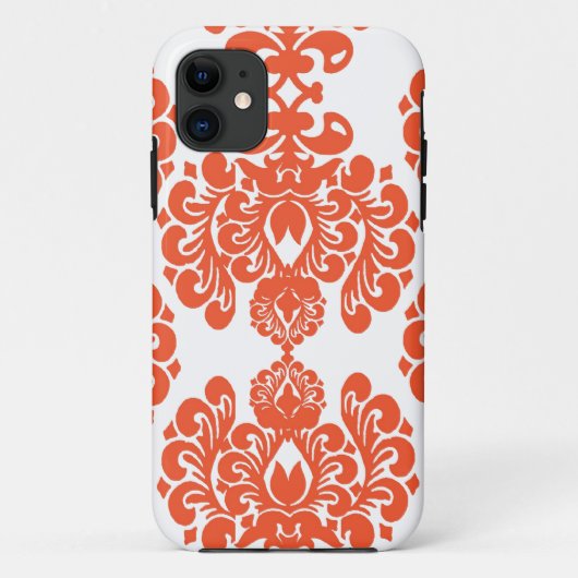 Oranje wit  Damaspatroon Case-Mate iPhone Case (Achterkant)