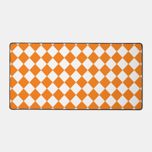 Oranje Wit Dambord Diamant Patroon  Bureaumat (Voorkant)