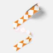 Oranje Wit Dambord Diamant Patroon Grosgrain Lint (Achterkant)