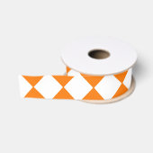 Oranje Wit Dambord Diamant Patroon Grosgrain Lint (Spoel)