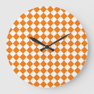 Oranje Wit Dambord Diamant Patroon Grote Klok