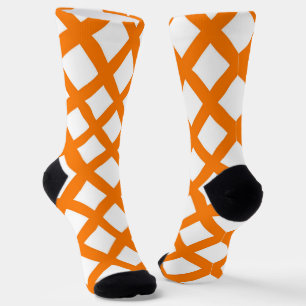 Oranje Wit Dambord Diamant Patroon Sokken