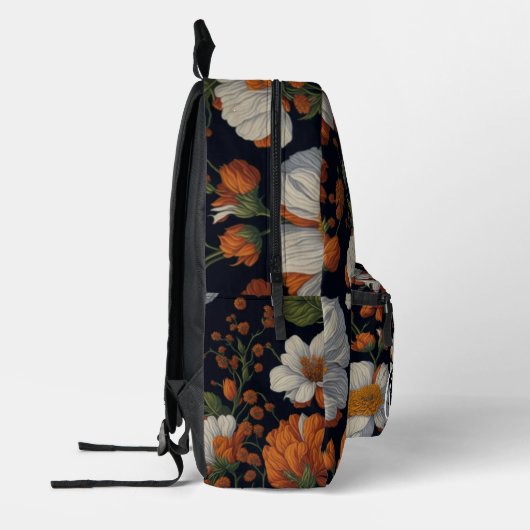  Oranje wit elegant bloemenmonogram Bedrukte Rugzak (Links)