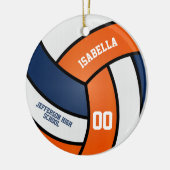 Oranje, wit en blauw volleybal keramisch ornament (Links)