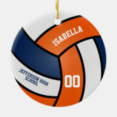 Oranje, wit en blauw volleybal keramisch ornament (Achterkant)