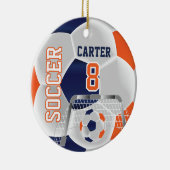 Oranje, wit en donkerblauw Pas Voetbal aan ⚽ Keramisch Ornament (Rechts)