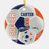 Oranje, wit en donkerblauw Pas Voetbal aan ⚽ Keramisch Ornament (Voorkant)