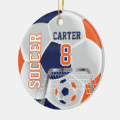 Oranje, wit en donkerblauw Pas Voetbal aan ⚽ Keramisch Ornament (Links)