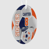 Oranje, wit en donkerblauw Pas Voetbal aan ⚽ Ornament (voorkant)