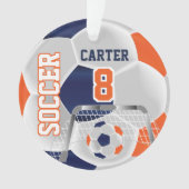 Oranje, wit en donkerblauw Pas Voetbal aan ⚽ Ornament (voorkant)