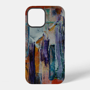 Oranje wit en zwart abstract schilderij iPhone 12 hoesje