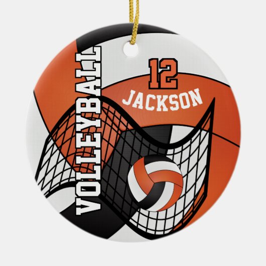 Oranje, wit en zwart 🏐 keramisch ornament (Voorkant)