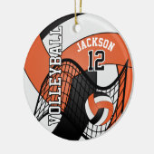 Oranje, wit en zwart, persoonlijke volleybal 🏐 💖 keramisch ornament (Links)