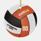Oranje, wit en zwart volleybal keramisch ornament (Voorkant)