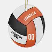 Oranje, wit en zwart volleybal keramisch ornament (Links)