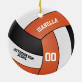 Oranje, wit en zwart volleybal keramisch ornament (Achterkant)