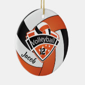 Oranje, wit en zwart volleybal keramisch ornament (Rechts)