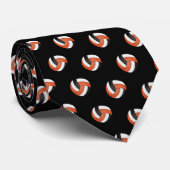 Oranje, wit en zwart volleybal stropdas (Opgerold)