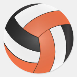 Oranje, Wit en Zwarte Volleybal Ronde Sticker
