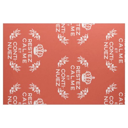 oranje wit Frans script kalm houden en doorgaan Stof (Fat Quarter)