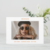 Oranje wit funky foto college foto Afstuderen Aankondiging (Staand voorkant)