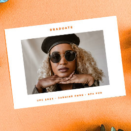 Oranje wit funky foto college foto Afstuderen Aankondiging