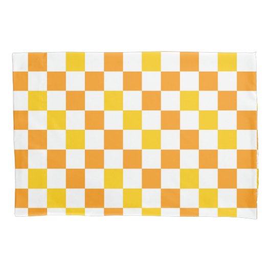 Oranje Wit Geel Geruit Patroon Ontwerp Kussensloop (Voorkant)