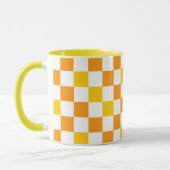 Oranje Wit Geel Geruit Patroon Ontwerp Mok (Links)