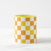 Oranje Wit Geel Geruit Patroon Ontwerp Mok (Midden)