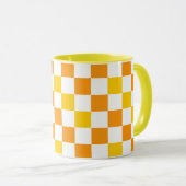Oranje Wit Geel Geruit Patroon Ontwerp Mok (Voorkant rechts)