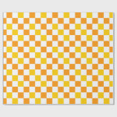 Oranje Wit Geel Geruit Patroonontwerp Cadeaupapier (Vlak)